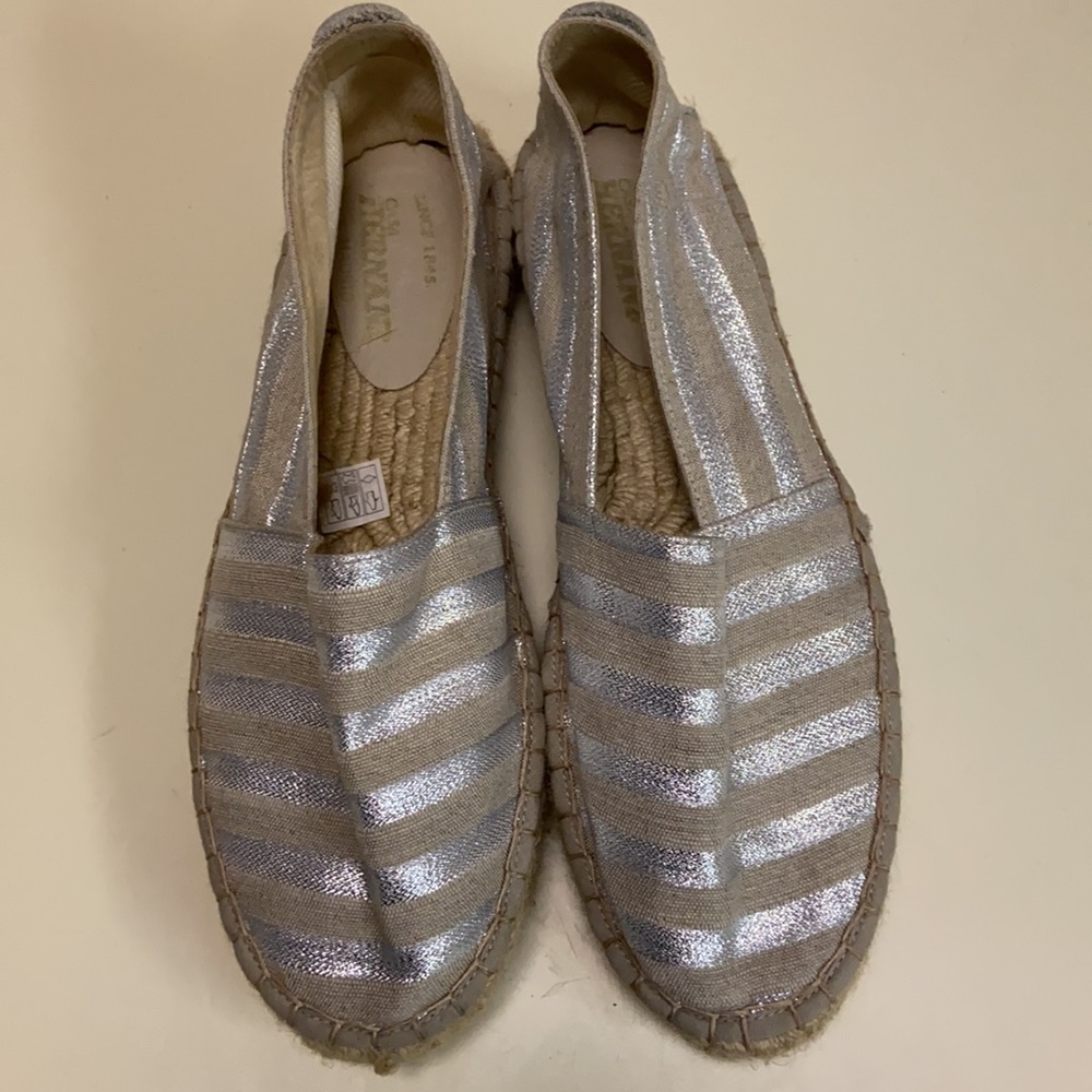 Casa Hernaz Madrid Espadrilles metallic, silver strips, braided heel. - Picture 11 of 11